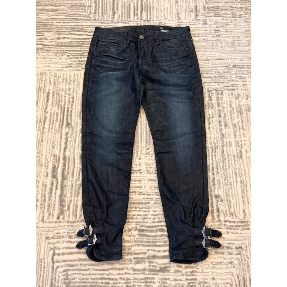 NEW WILLIAMRAST 27" skinny dark blue jeans w/ankle straps MSRP $209
